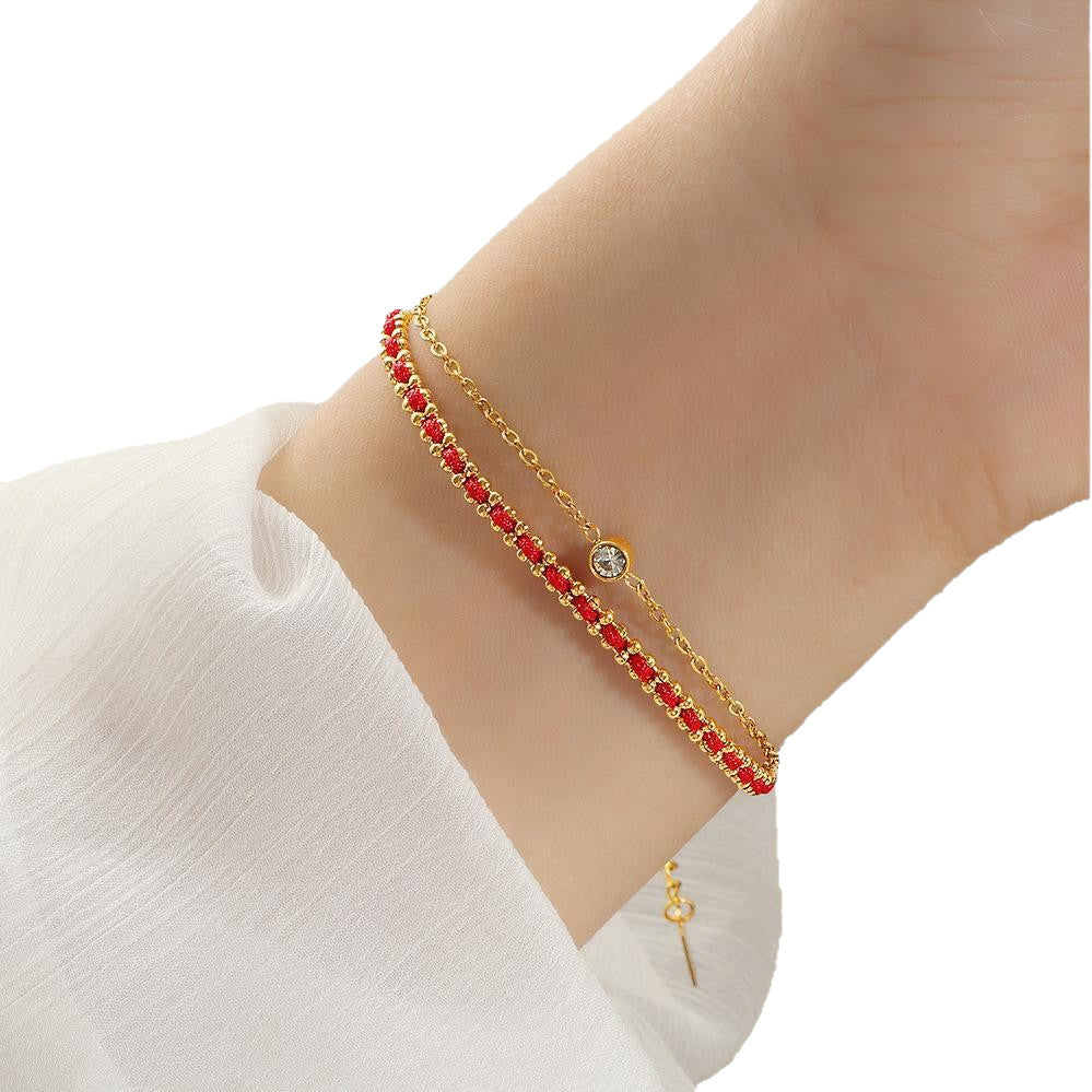 Life Red Rope Design Simple Fashionable Light Luxury Bracelet