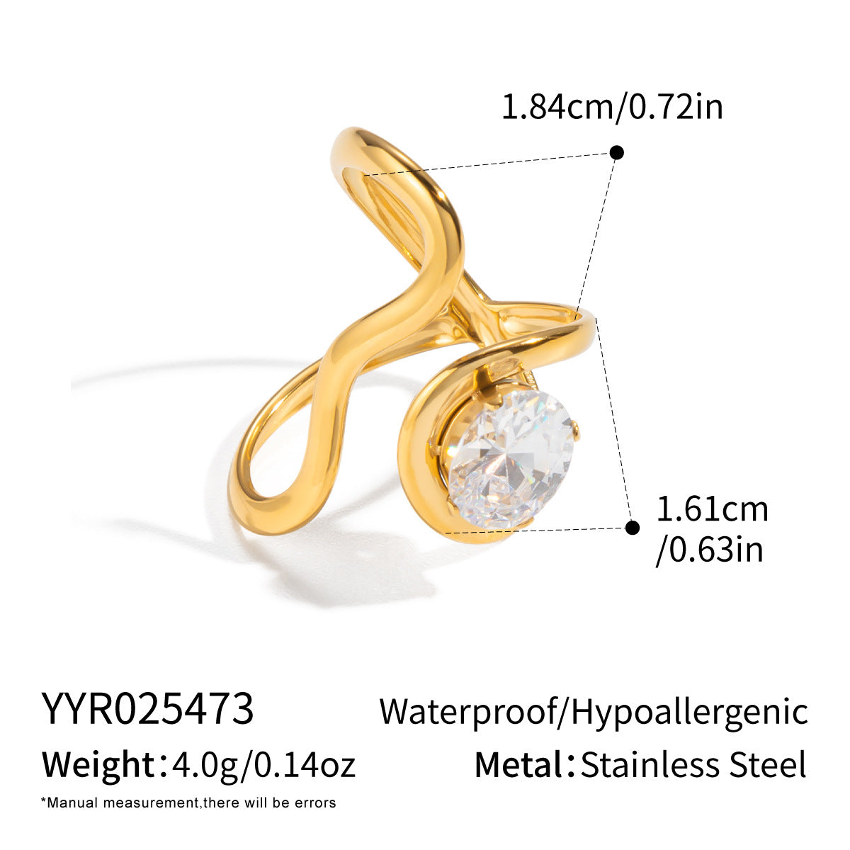 Ling Exaggerated Irregular Geometric Open Vacuum Gold Plating Personality Rings