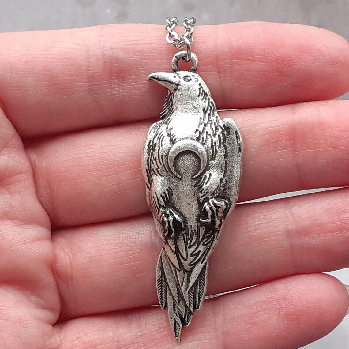 Men's Viking Crow Sier Nordic Gift Pagan Crescent Moon Earrings