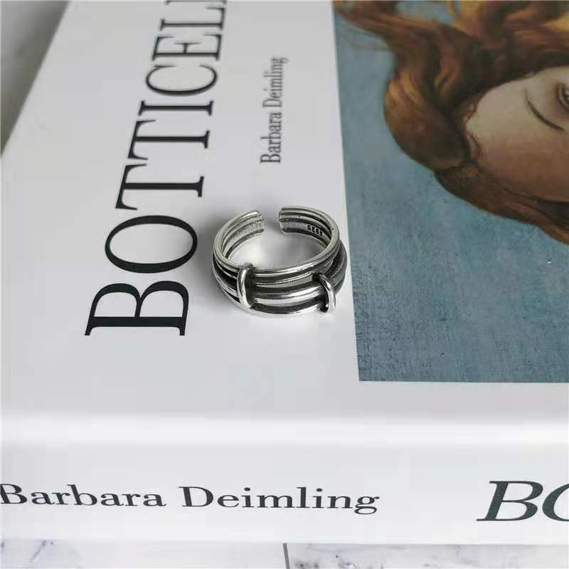 Women's & Men's Punk Heavy Wide Face Abstract Art Open Distressed Street Tide Ring