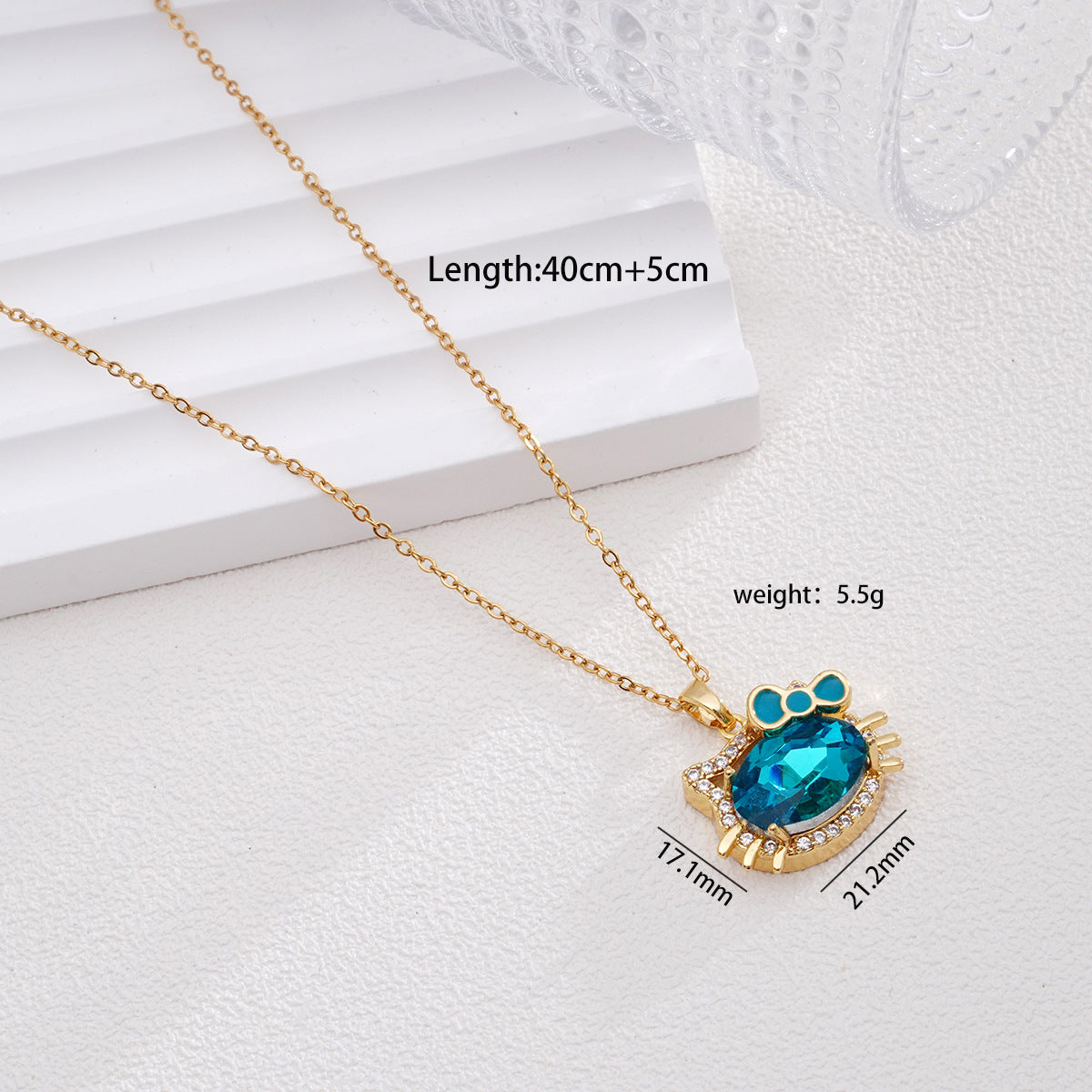 Titanium Steel Female Gold Cat Cartoon Design High-grade Necklaces