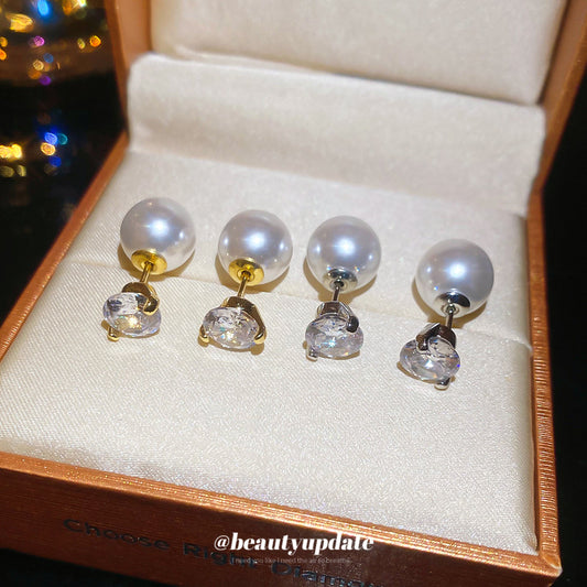 Women's Zircon Round Pearl Casual Fashion Simple Elegant Wild Light Luxury Stud Earrings