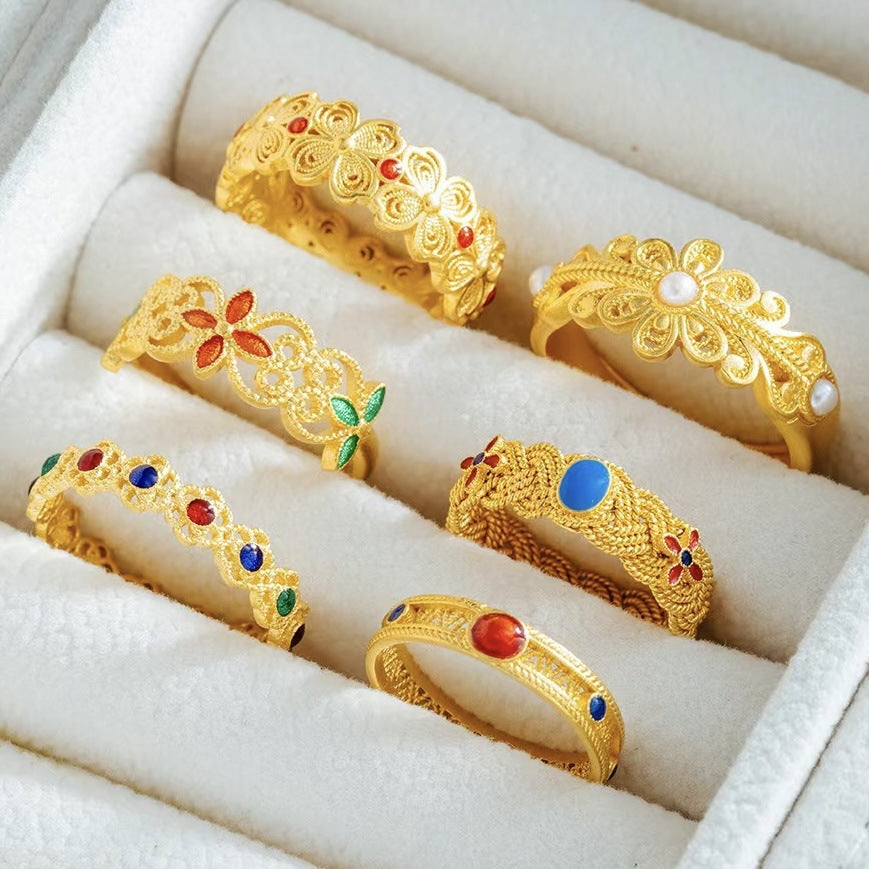 Women's Ancient Style Alluvial Gold Niche Butterfly Palace Temperament Bracelets