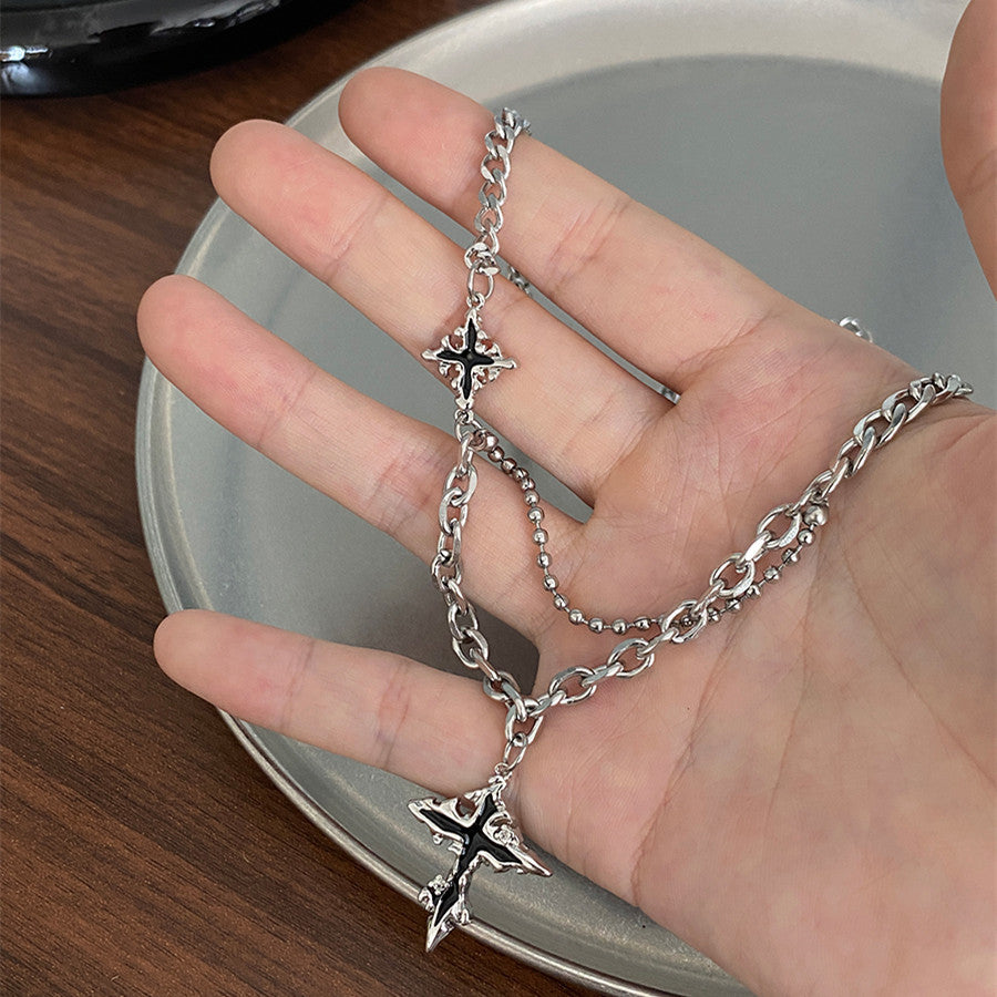 Cross Boys Niche Personality Stitching Chain Design Pendants