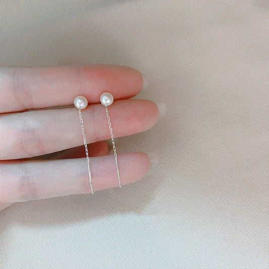 Women's Shell Pearl Thread Fashionable Long Tassel Rings