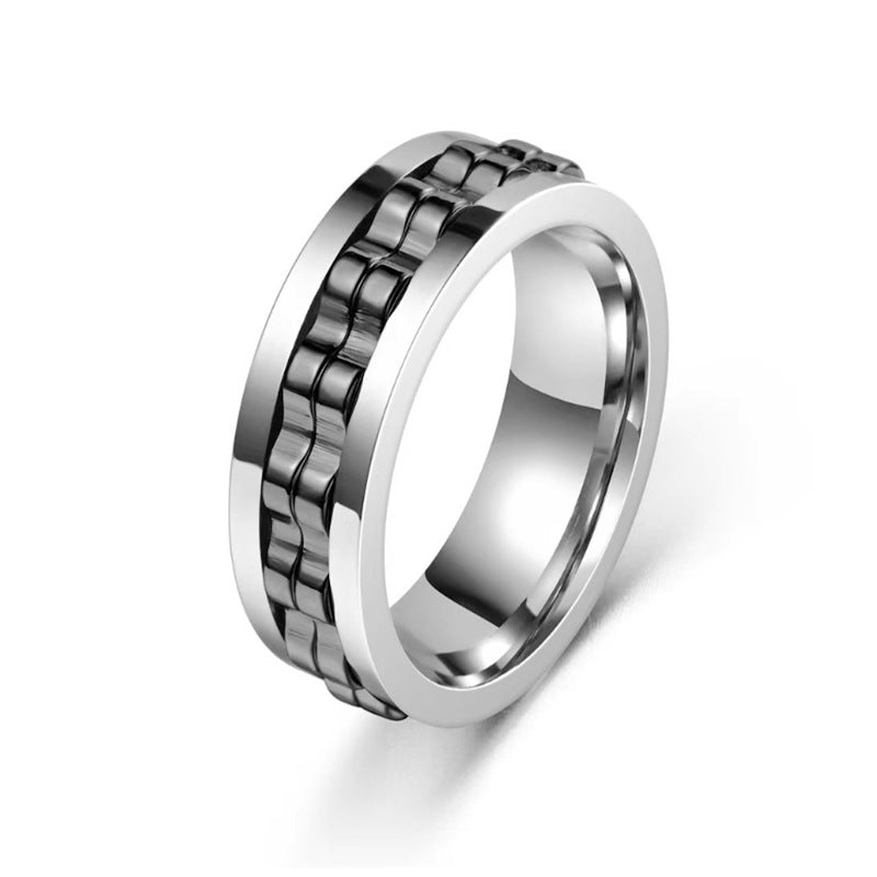 Men's Fashion Decompression Titanium Steel Gear Rotating Rings