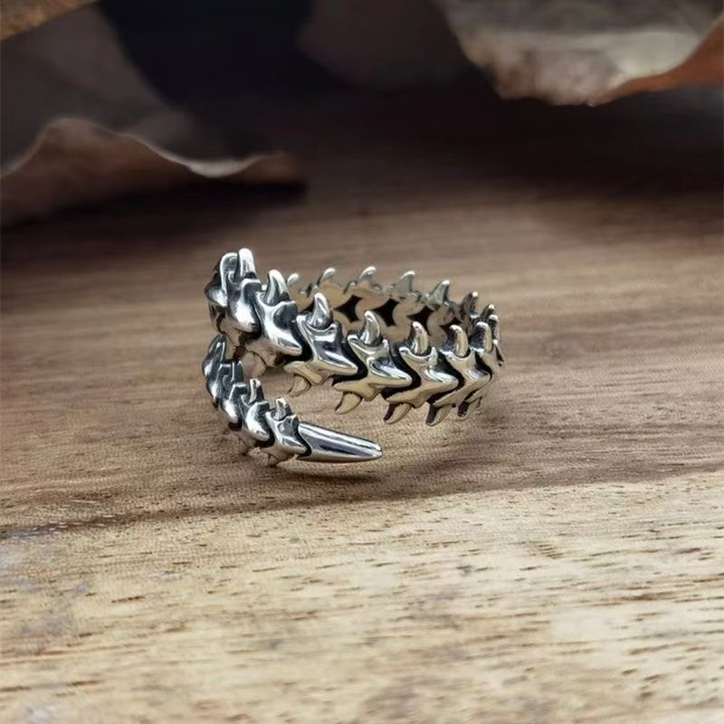 Women's & Men's Keel Alloy Retro Geometric Backbone Opening Ring