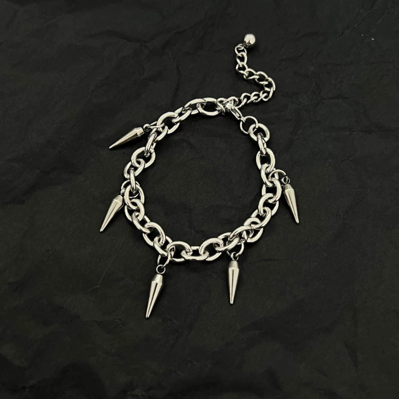 Women's & Men's Steel Tassel Rivet Minority Simple Hip Hop Bracelet