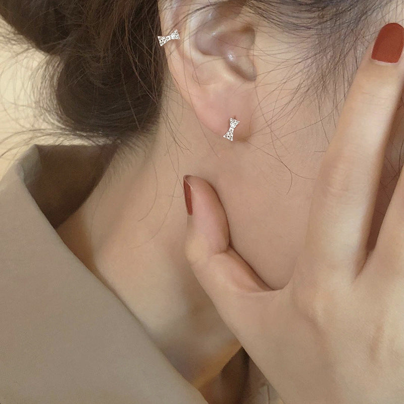Women's Bowknot Refined Grace Ear Clip High-grade French Style Fashion Stud Earrings