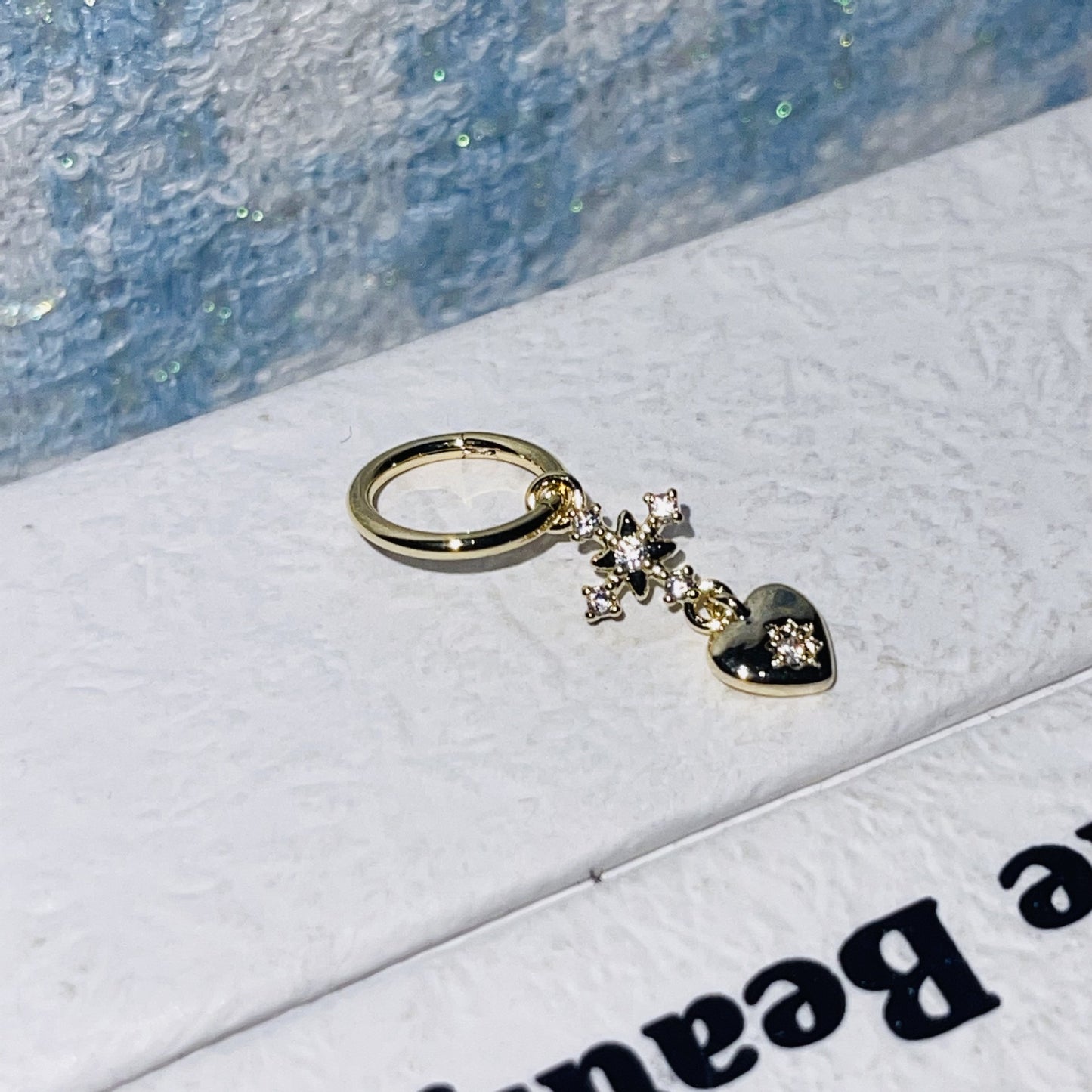 Heart Zircon Temperament Long Gold Color Retention Earrings