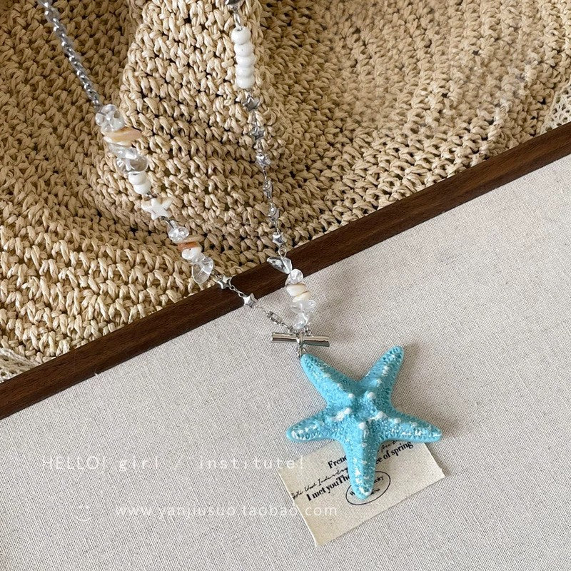 Women's Color Shell Starfish Beaded For Beach Vacation Niche Design Sweet Necklace