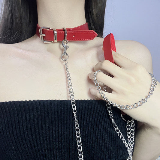 Women's Red Hand Holding Rope Neckband Collar Sexy Chain Necklace