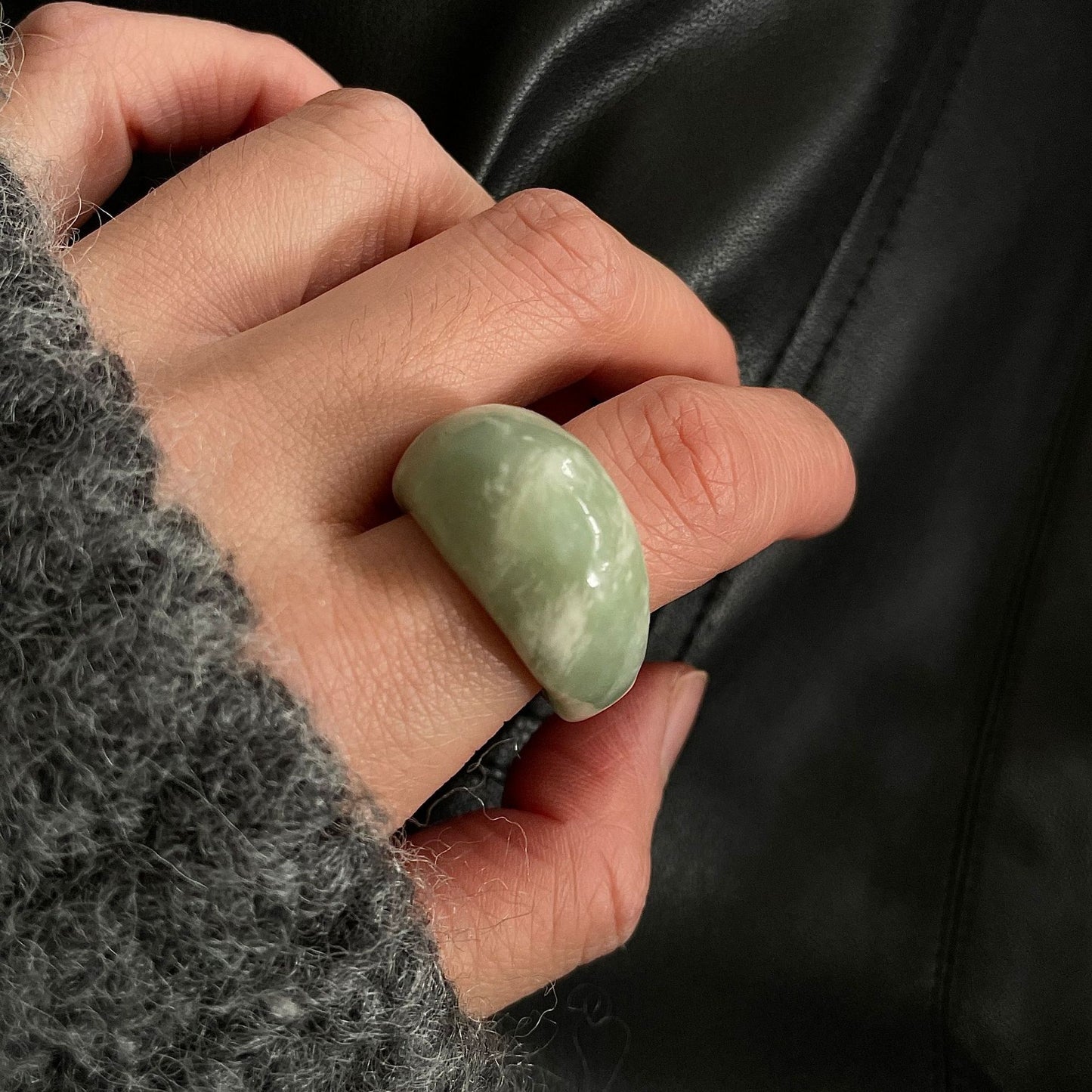 Sense Tigereye Pink Crystal Mountain Jade Rings