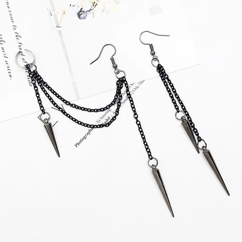 Long Short Rivet Ear Clip Fashion Stud Earrings