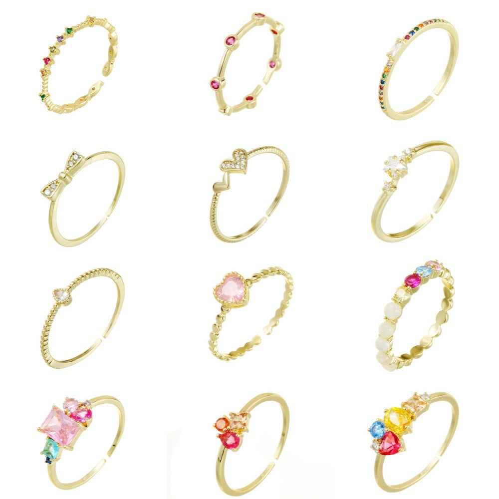 Light Luxury Minority Design Colorful Gemstone Rings