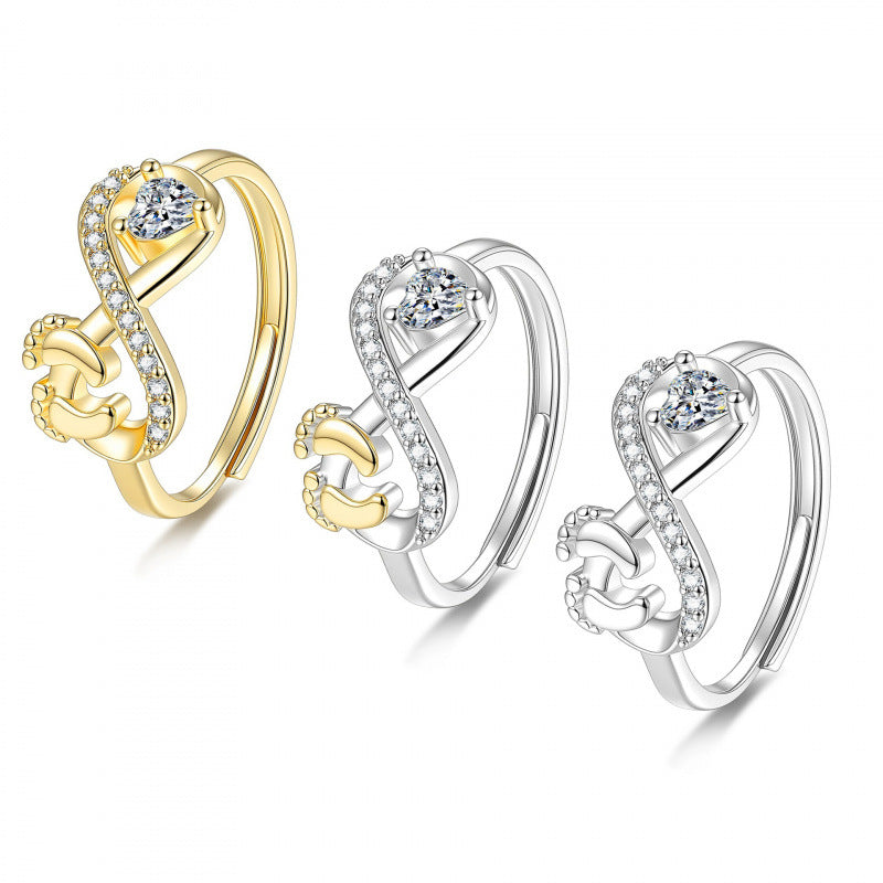 Footprints Love High Sense Index Finger Design Cute Sweet Ring