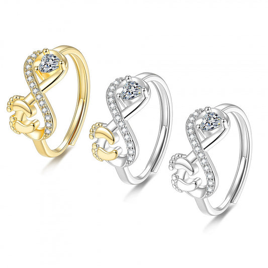 Footprints Love High Sense Index Finger Design Cute Sweet Ring