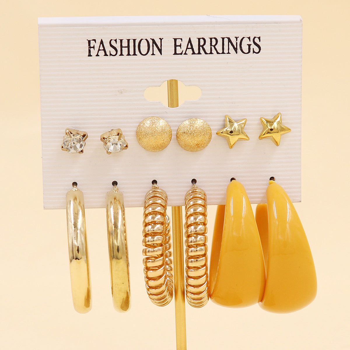 Women's Color Resin Leopard Print Pairs Retro Fashion Earrings