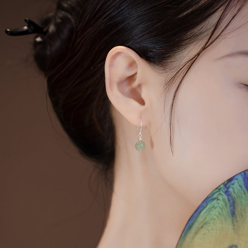 Women's Natural Agate Sier Design Retro Premium Stud Earrings