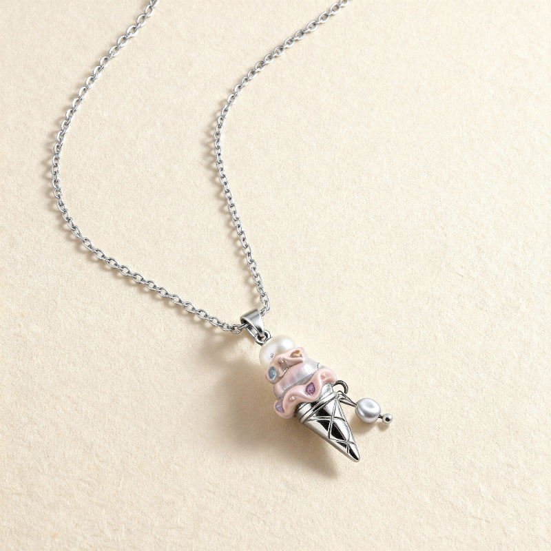 Pearl Ice Cream Bear Head Cupcake Bow Pendants