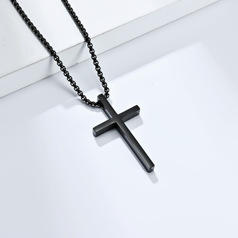 Women's & Men's Titanium Steel Cross Glossy Niche Personality Wear Pendants