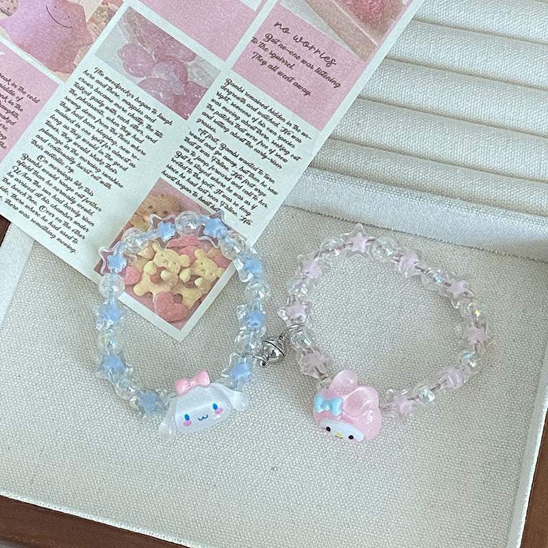 Cartoon Crystal String Beads Couple Magnetic For Boyfriend Girlfriends Bracelets