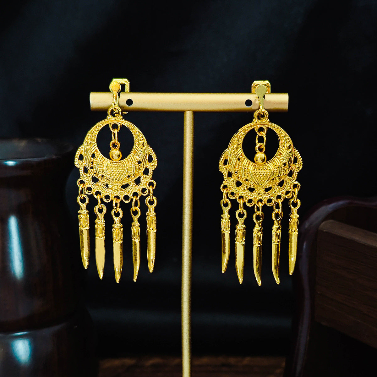 Long Water Drop Tassel Tourist Attractions Diamond Ears Earrings