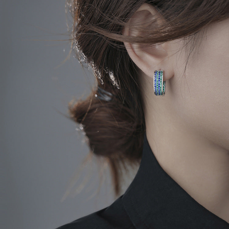 Luxury Style Geometric Simple Female Micro Inlaid Zirconium Unique Design Earrings