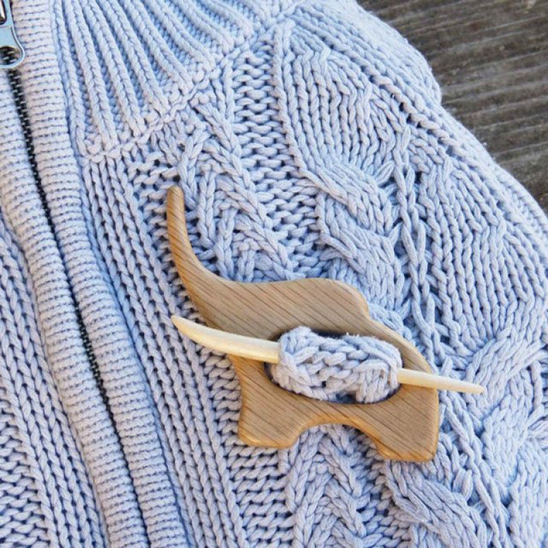 Wooden Brooch Winter Scarf Pin Animal Brooches