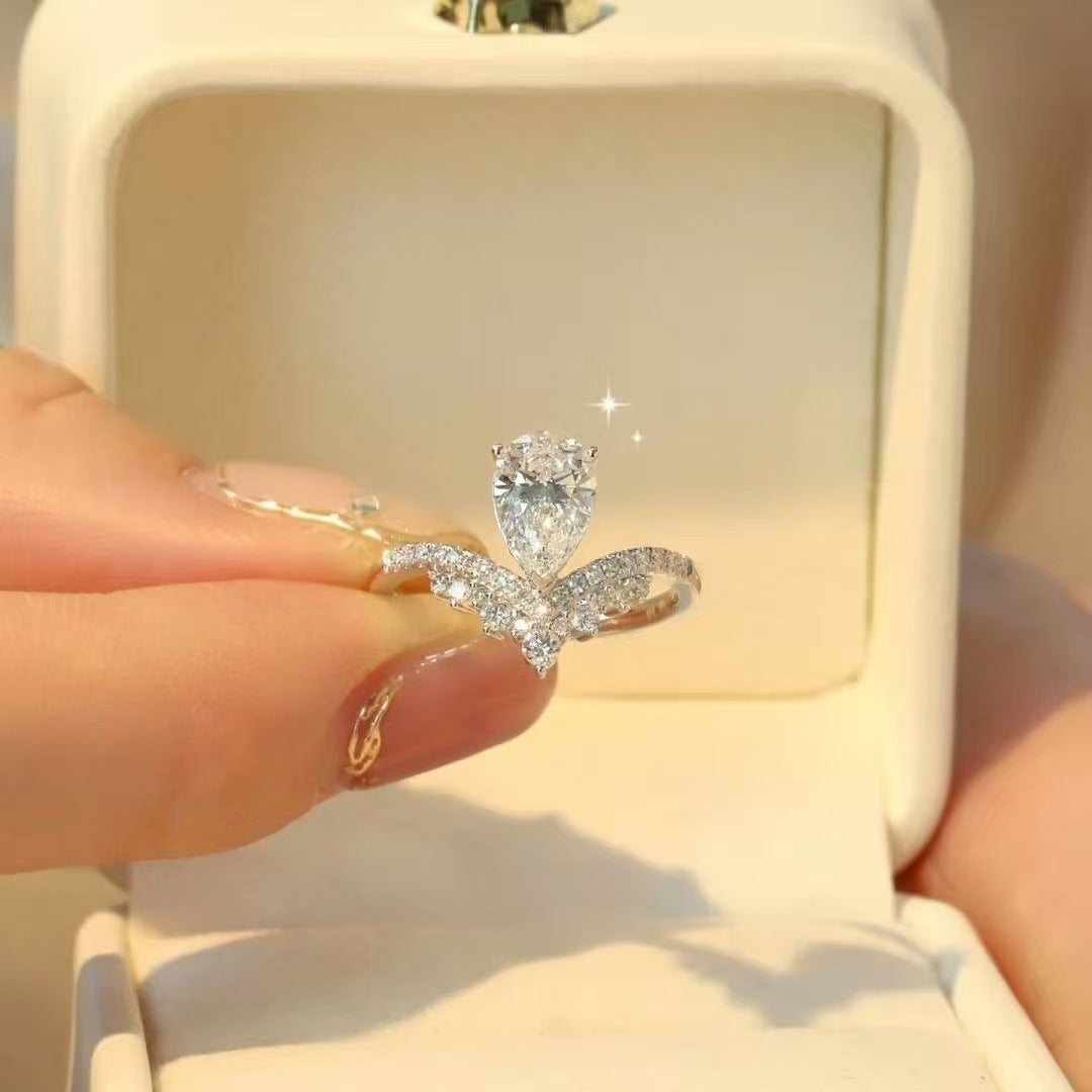 Eight Hearts Arrows Zircon Imitation Moissanite Female Male Six Claw Ring