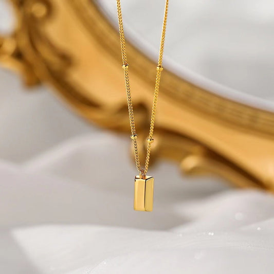 Long Block Female Niche Clavicle Chain Partition Bead Necklace