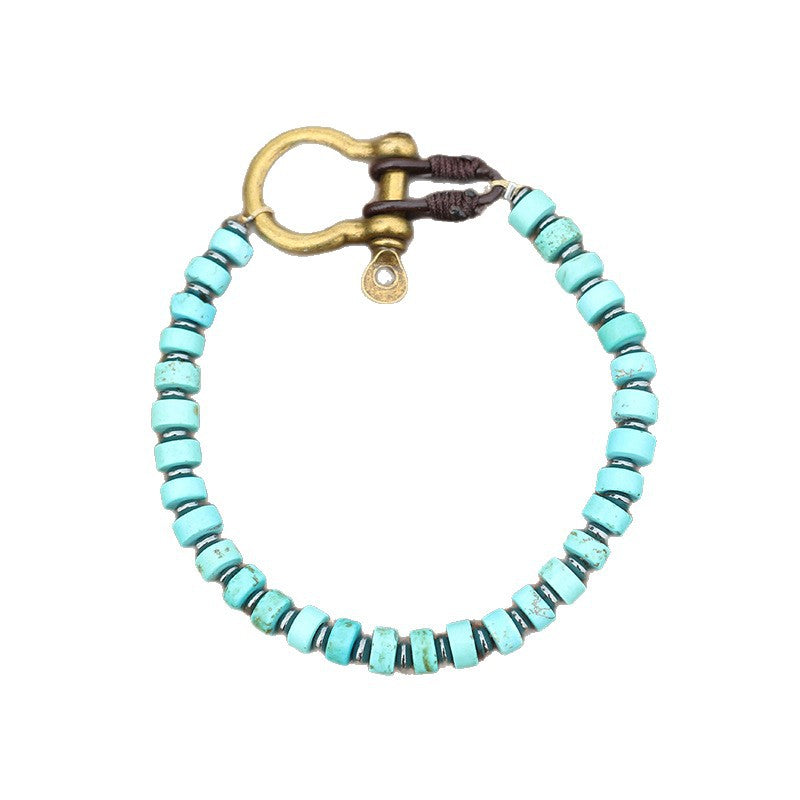 Women's & Men's Turquoise Retro Vachette Clasp Bohemian Niche Bracelet