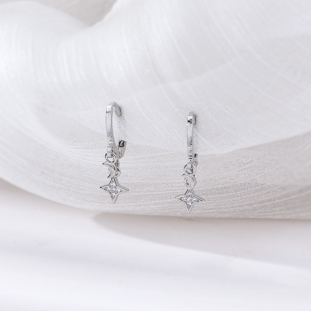 Ancient Cat Ning Series Rhinestone Four Earrings