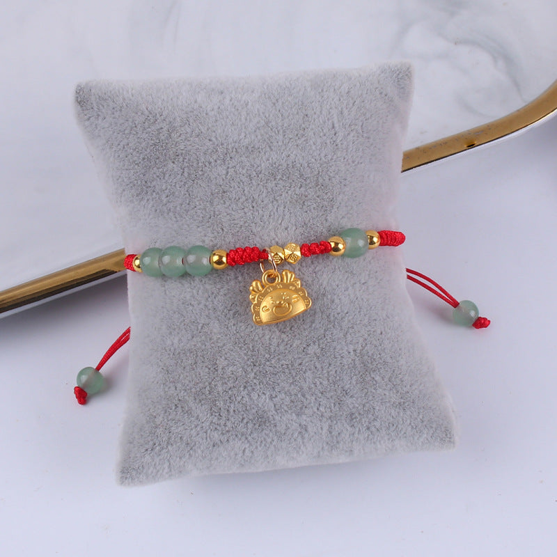 Chinese Style Hand-woven Gold-plated Dragon Red Rope Bracelets