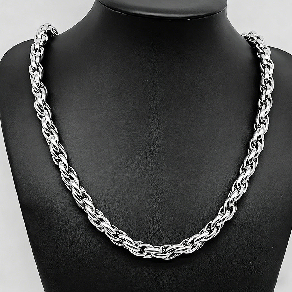 Women's & Men's Stainless Steel Twist Titanium Simple Personality Twisted Chunky Necklace