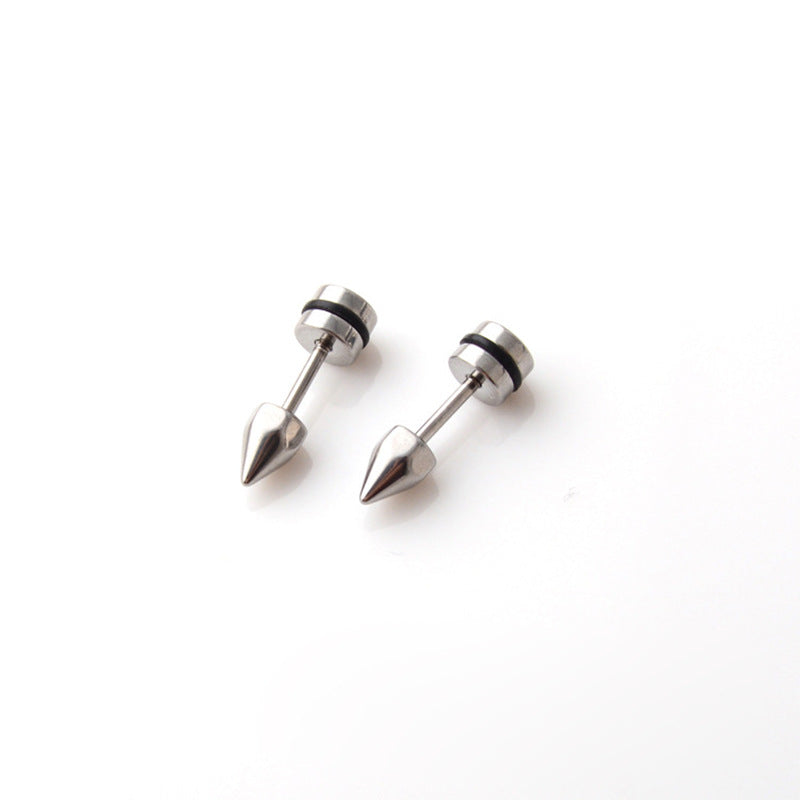 Steel Simple Rivet Cone Small Ear Bone Titanium Screw Stud Earrings