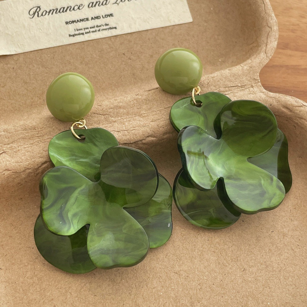 Retro Super Fairy Flowers Niche Temperament Vacation Style Mori Exaggerated Earrings