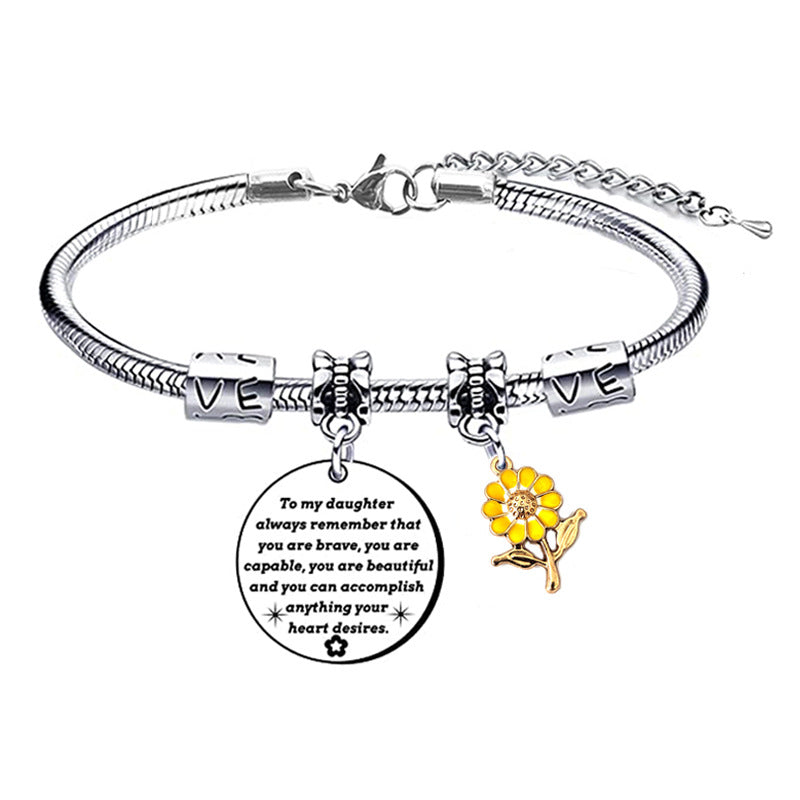 Snake Bones Chain Flower Lettering Design Advanced Inspirational Gift For Pendants