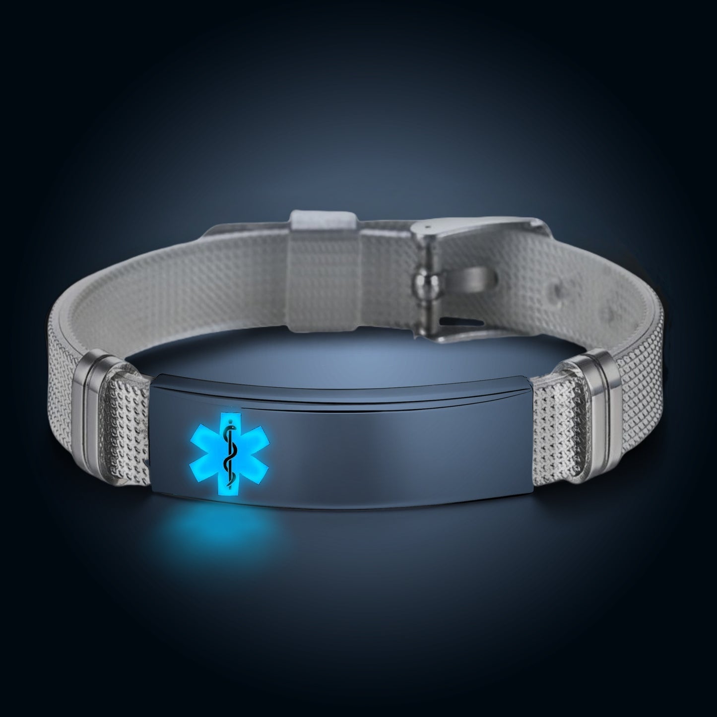 Glossy Can Carve Writing Stainless Couple Inscribed Medical Mark Bracelet