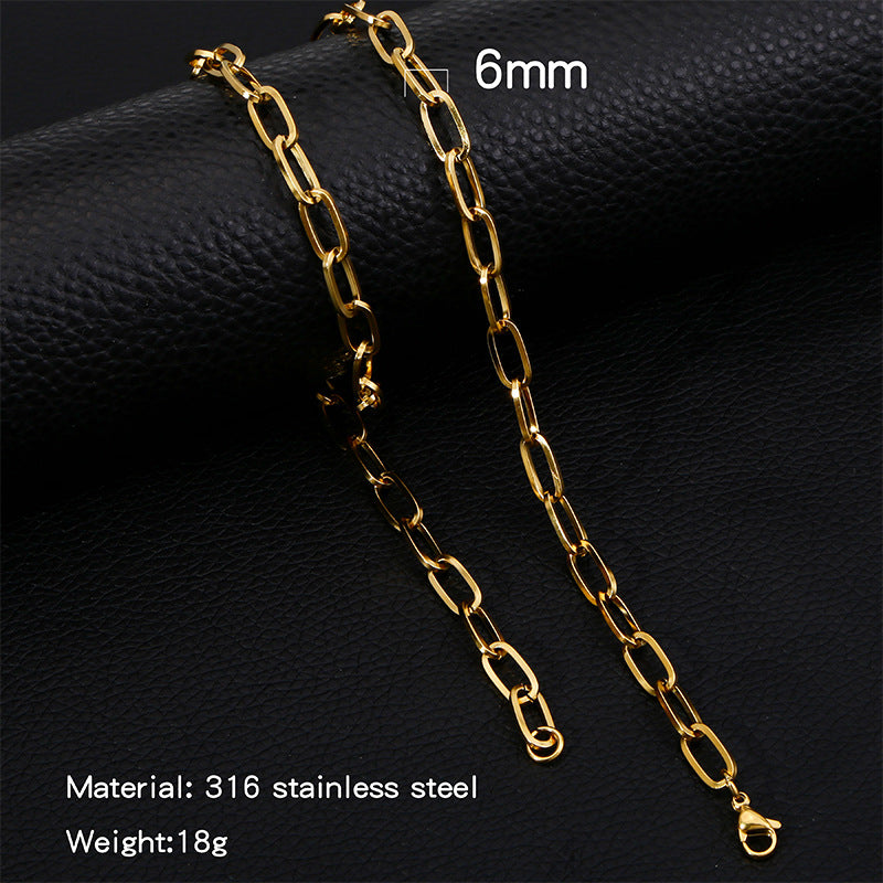 Return Square Line O-shaped Chain Unisex Necklaces