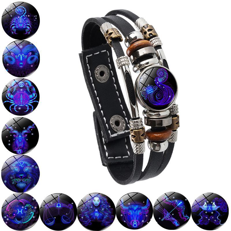 Twee Constellation Luminous Couple Leather Rope Brace Lace Simple Bracelet