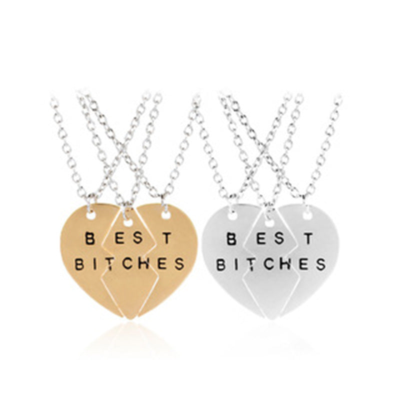 Friend Metal Stitching Love Peach Heart Necklace