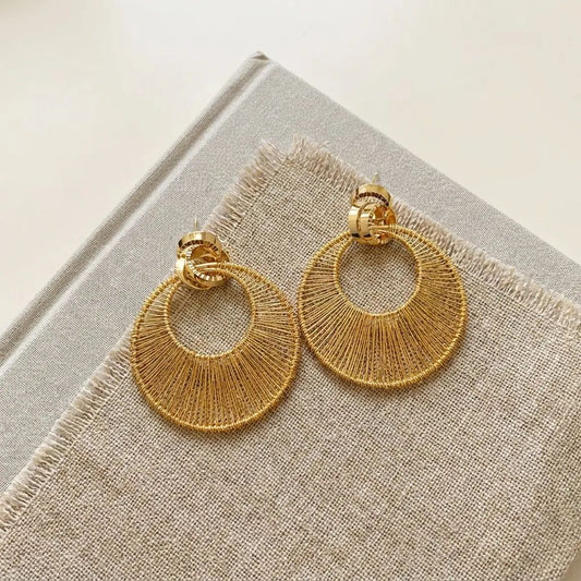 Hollow Circle Winding Female Exaggerated High Sense Fashion Earrings