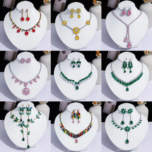 Fashion Trend Zircon Green Butterfly Tassel Necklace