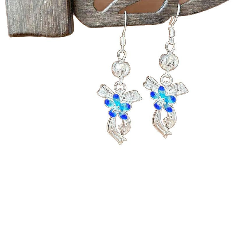 Sier Ethnic Style Peacock Retro Ear Hook Vintage Scenic Spot Earrings