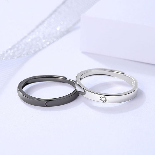 Lovers Black White Pair Of Open Long-distance Love Rings