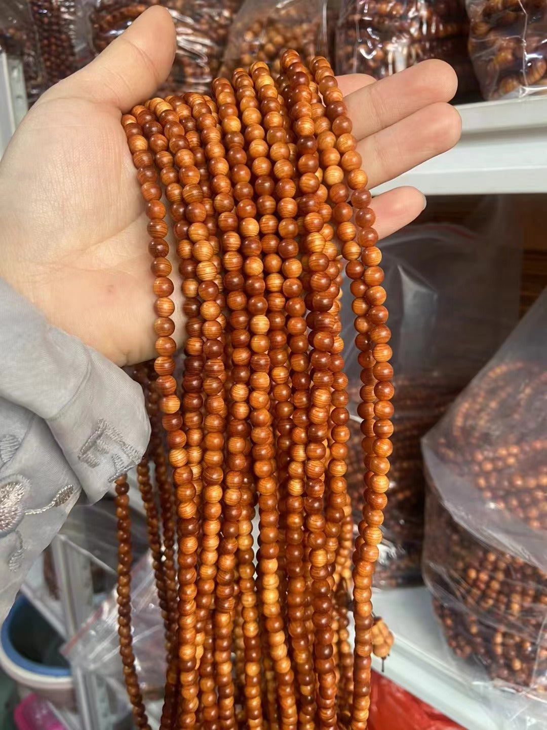 Black Oil High Density Wooden Prayer Beads Gentiana Pattern Bracelet