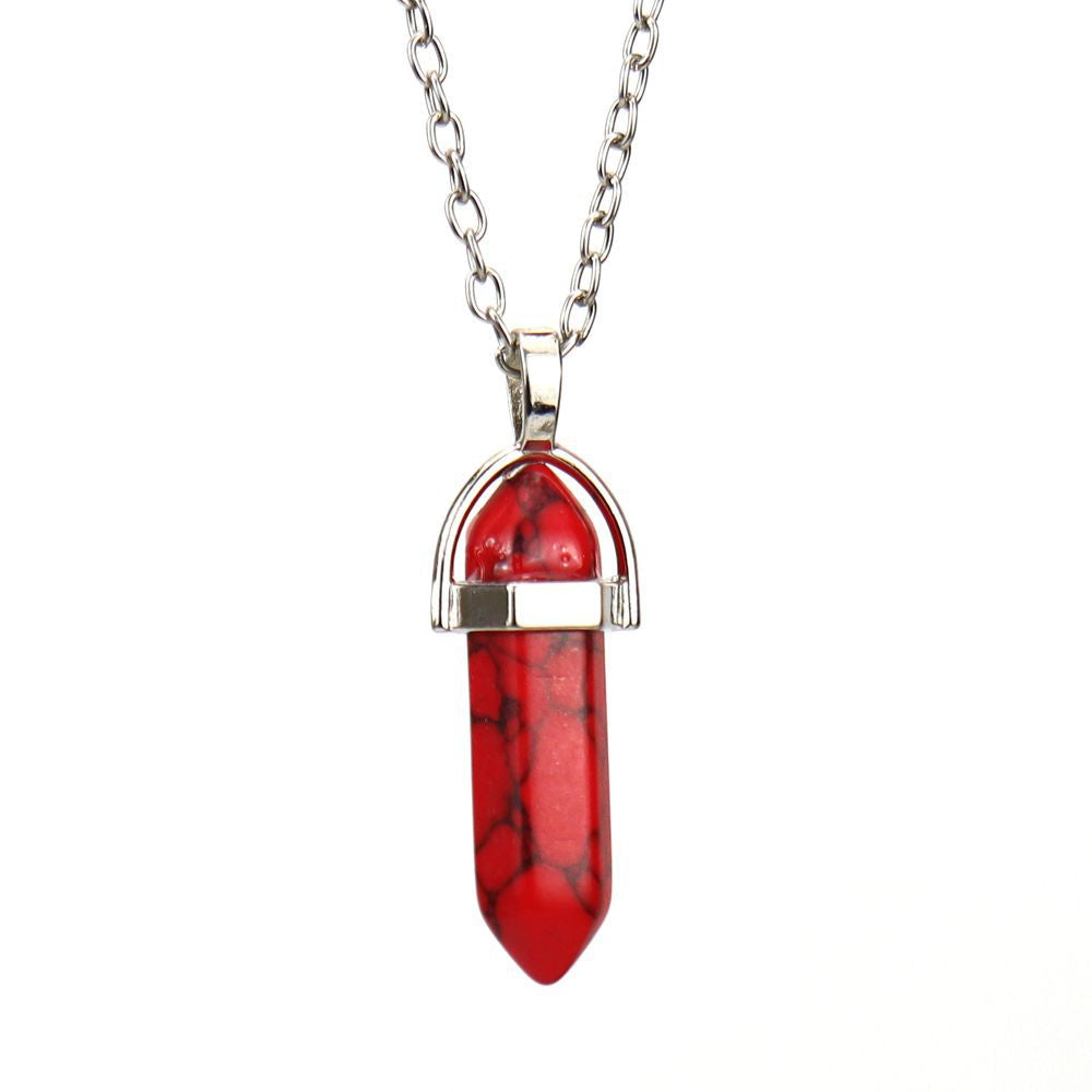 Agate Synthetic Crystal Hexagon Prism Soul Pendants