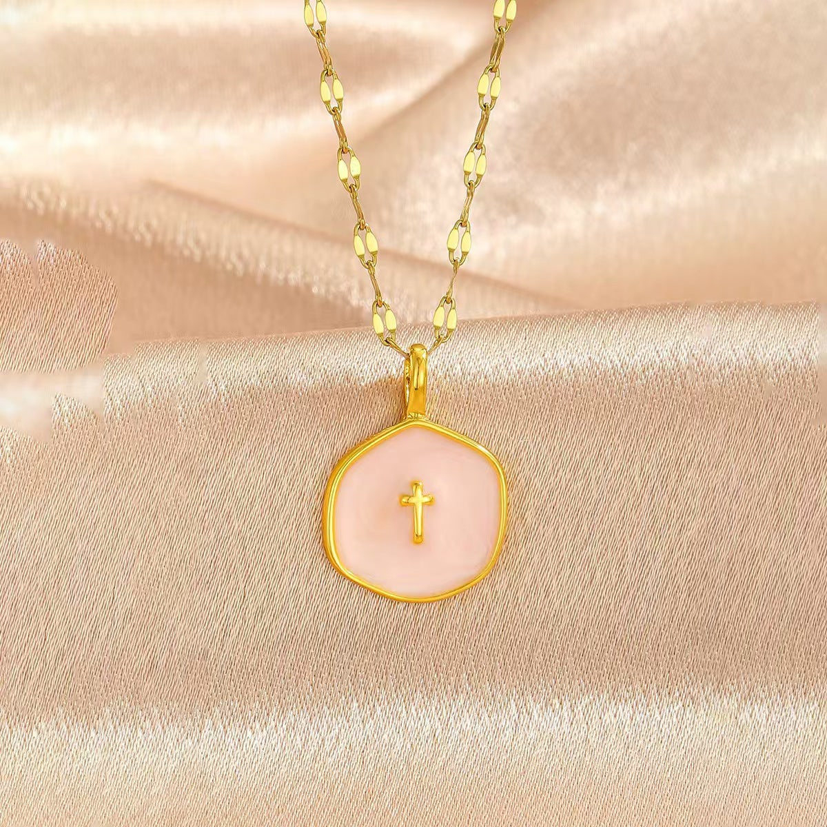 Women's Light Luxury Octagonal Round Cross For Temperament Necklace