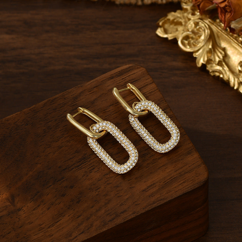 Women's Simple Studded With Zircon High-grade Full Stud Earrings